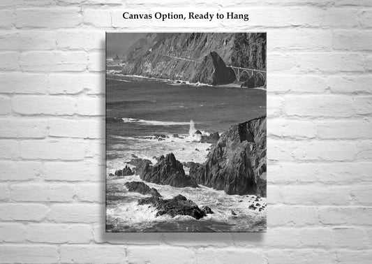 Big Sur Art Photography in Black and White as Vertical Print