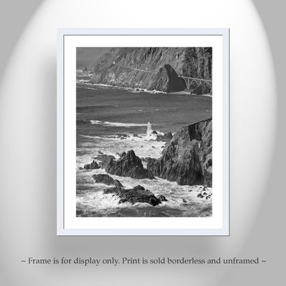 Big Sur Art Photography in Black and White as Vertical Print