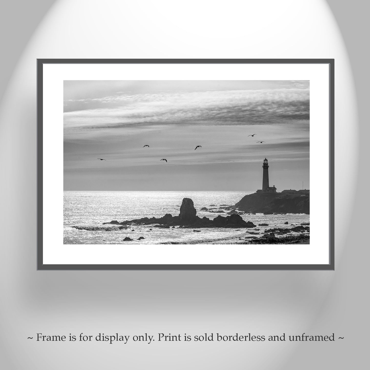 California Lighthouse Wall Art in Black & White at Pigeon Point