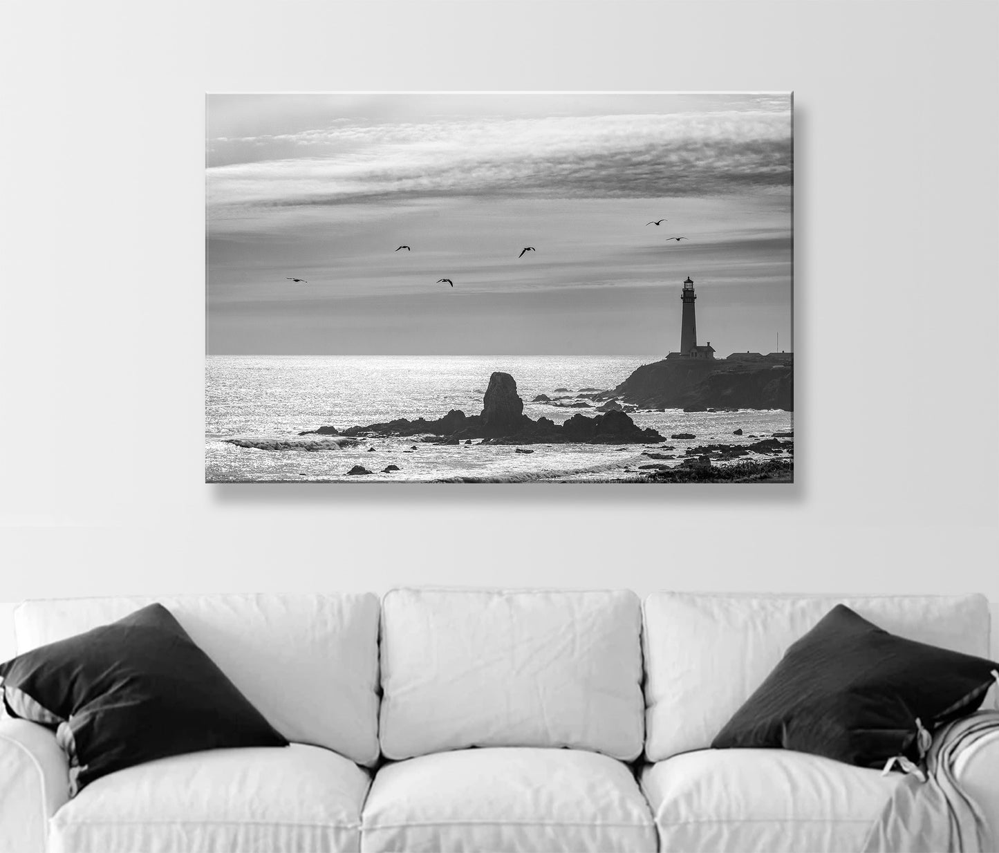 California Lighthouse Wall Art in Black & White at Pigeon Point