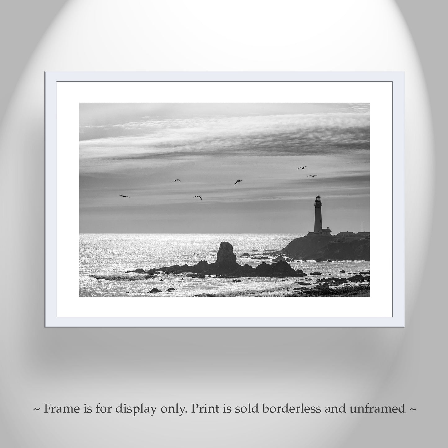 California Lighthouse Wall Art in Black & White at Pigeon Point