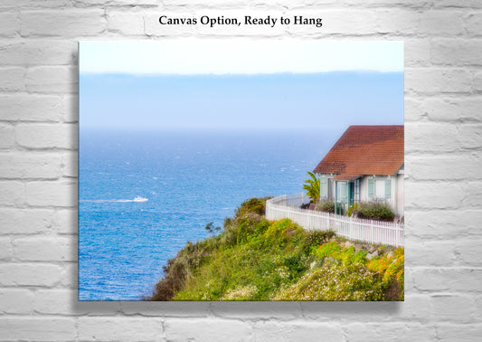Big Sur Ocean Photography with Quaint Cottage at California Coast