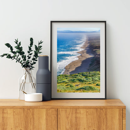 Point Reyes California Coast Seascape Art Print with Wild Deer