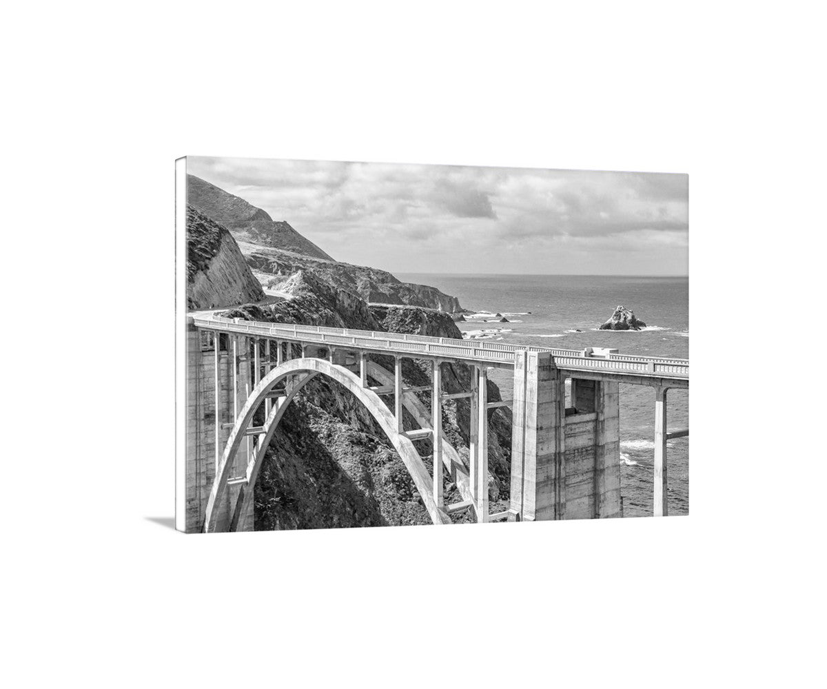 Framed Big Sur Photography with Bixby Creek Bridge in Black and White