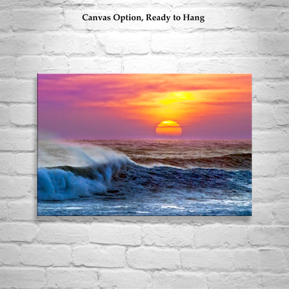 Ocean Waves Sunset Photograph at Jalama Beach California