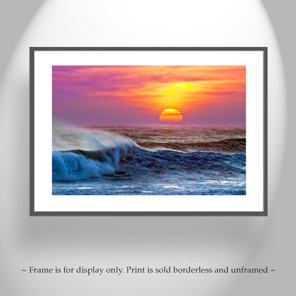 Ocean Waves Sunset Photograph at Jalama Beach California