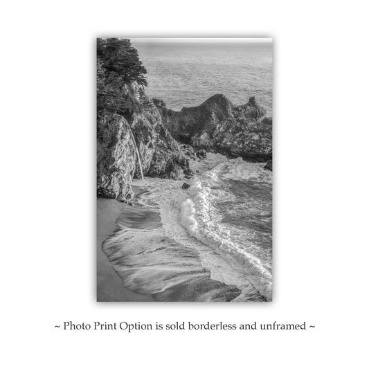 McWay Falls Big Sur Pacific Coast Art Print in Black and White