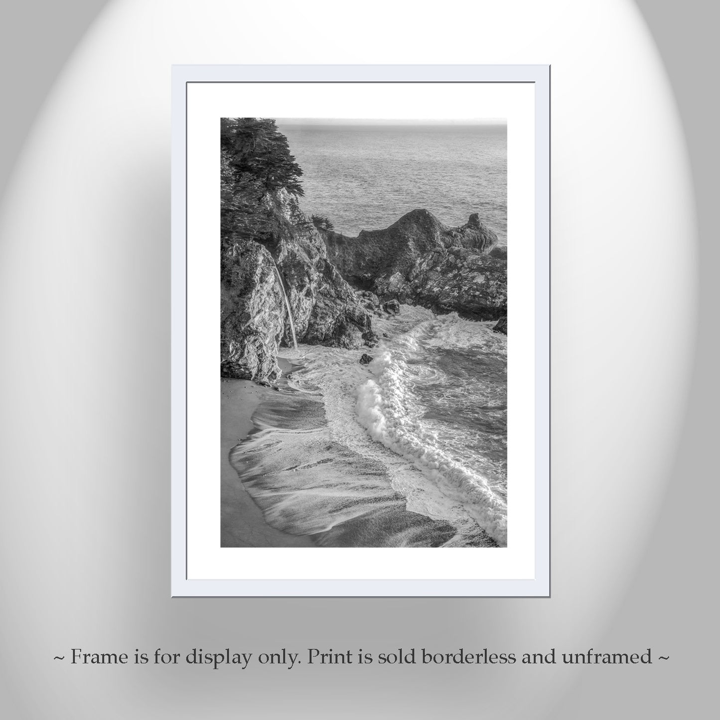 McWay Falls Big Sur Pacific Coast Art Print in Black and White