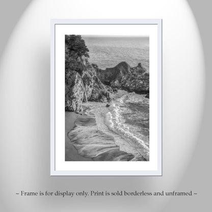 McWay Falls Big Sur Pacific Coast Art Print in Black and White