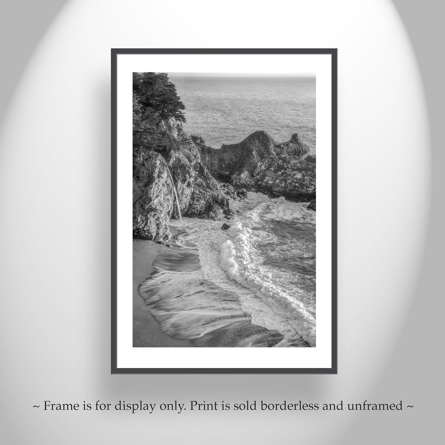McWay Falls Big Sur Pacific Coast Art Print in Black and White