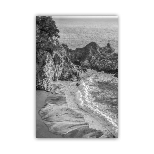 McWay Falls Big Sur Pacific Coast Art Print in Black and White