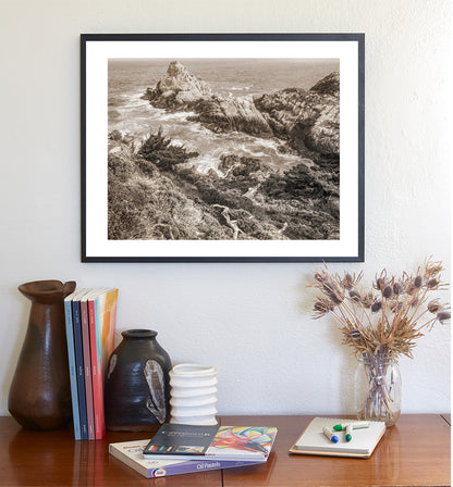 Point Lobos California | Pacific Ocean Photography in Sepia Tone