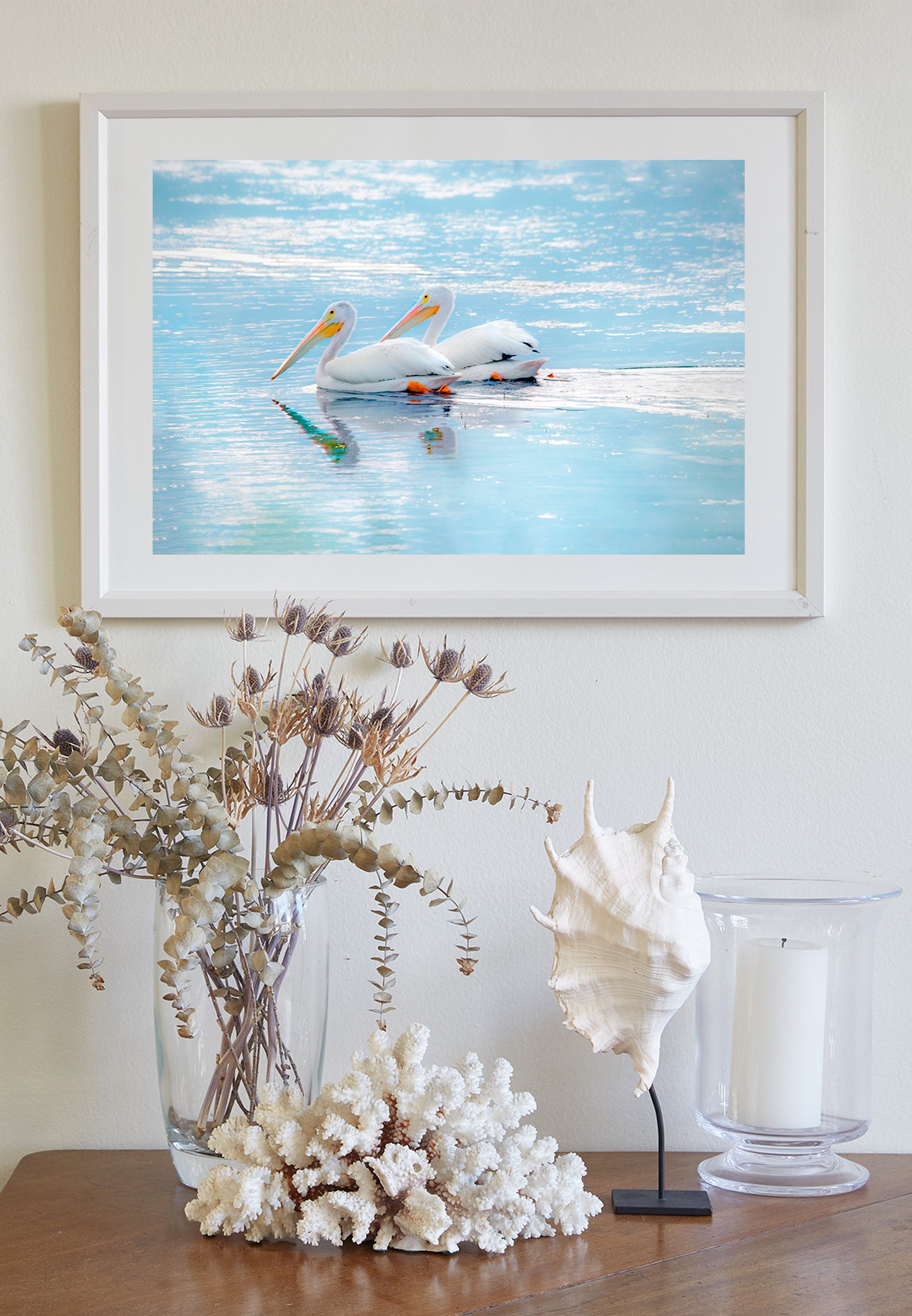 White Pelican Bird Art as Dreamy Wetlands Wildlife Decor | Klamath Refuge