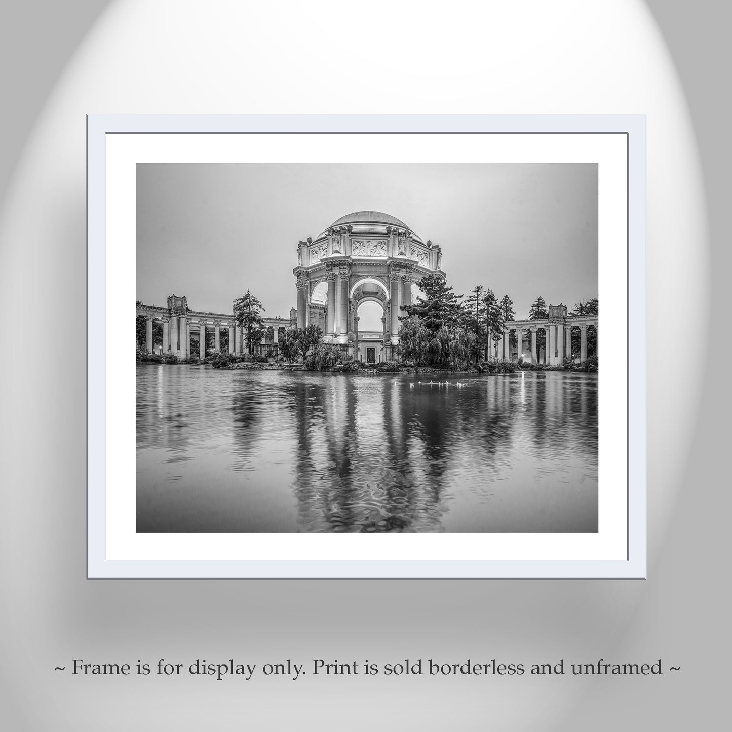 Black and White San Francisco Photograph with Palace of Fine Arts as Art Gift