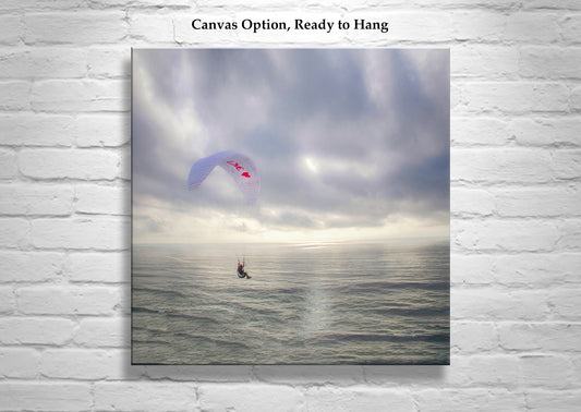 Paragliding Art Print of San Diego Torrey Pines California Pacific Ocean Beach