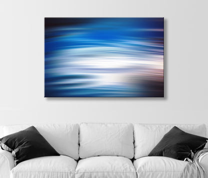 Indigo Blue Abstract Water Art Print on Framed Canvas