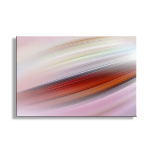 Abstract artwork with wavy lines in pastel colors on a white background. Fluid Modern Art for Home in Pink & Red on Framed Canvas Print