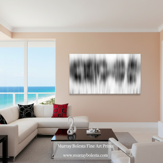 Abstract art with black and white brush strokes on a white background by Murray Bolesta