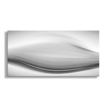 Metallic wall art with wavy design on a white background. Modern Art Print in Black and White on Framed Canvas as Minimalist Wall Decor