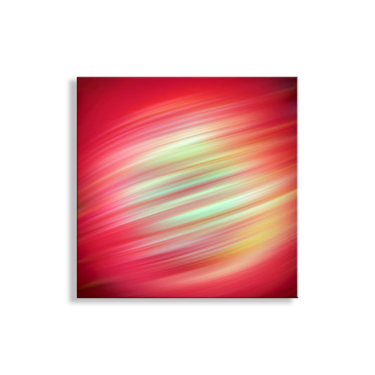 Abstract artwork with red and multicolor lines on a white background. Bold Red Wall Decor in Abstract on Square Framed Canvas Print