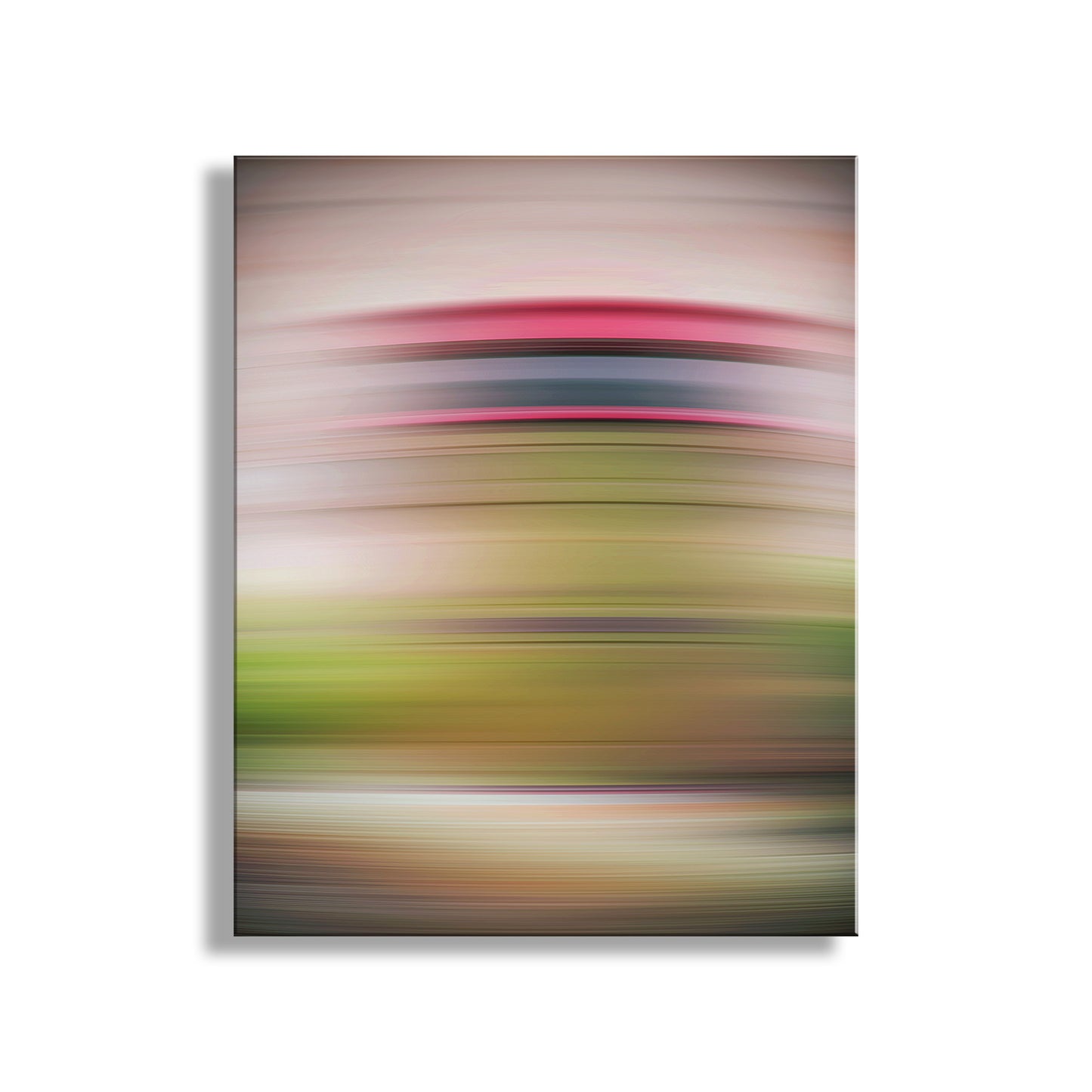 Abstract art piece with horizontal stripes in southwestern colors on a white background. Abstract Southwestern Style Framed Canvas Art Ready to Hang