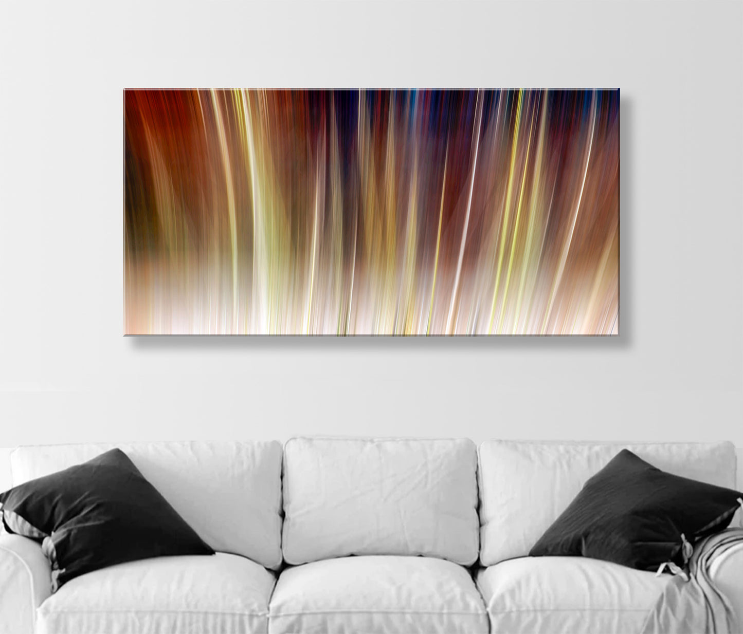 Panoramic Abstract Art Print on Framed Canvas in Brown Tones