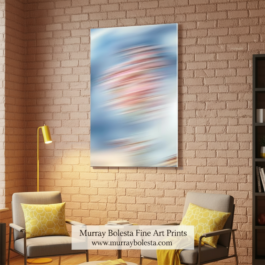 Abstract artwork with blurred colors on a white background. Pastel Blue Wall Decor on Framed Canvas Print by Murray Bolesta