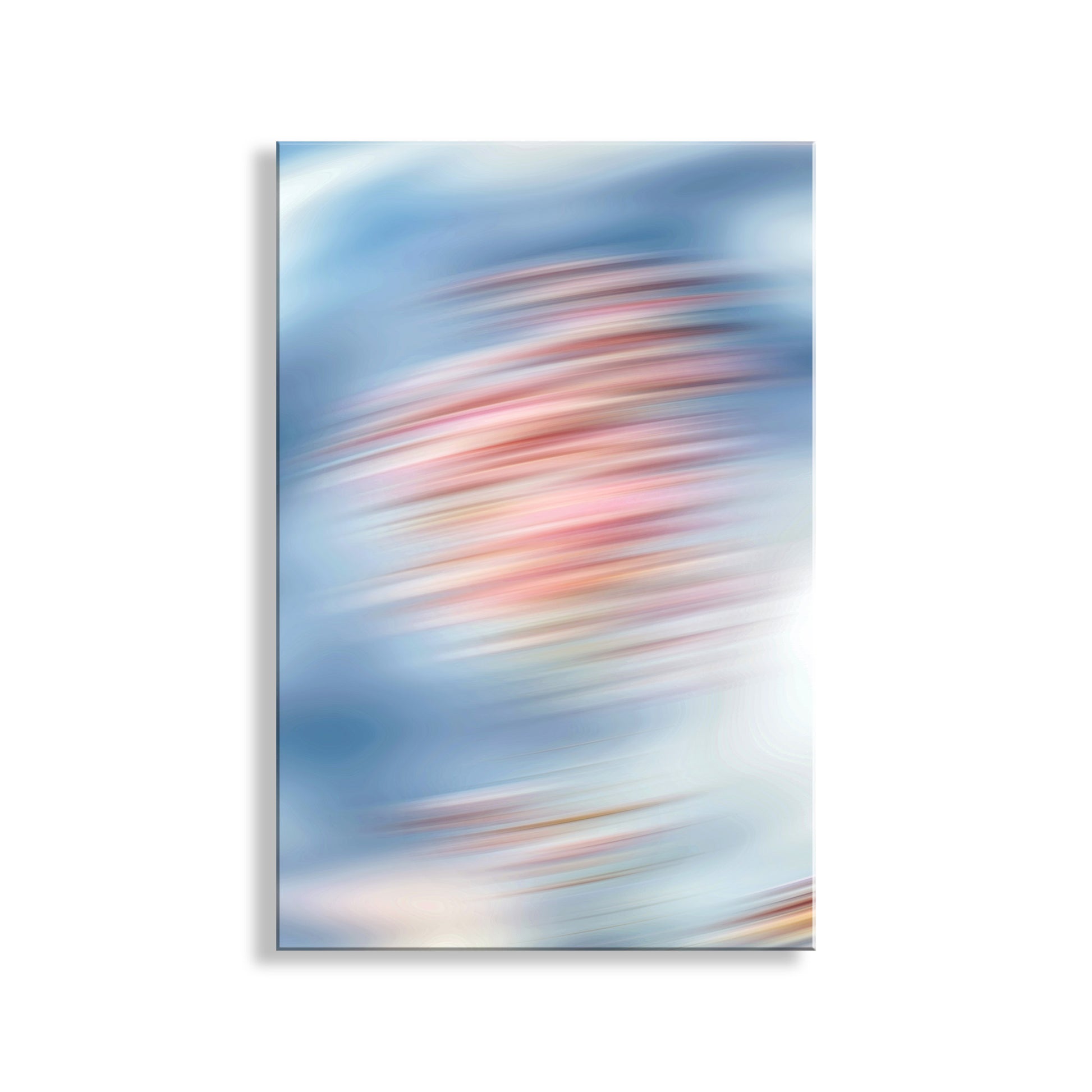 Abstract artwork with blurred colors on a white background. Pastel Blue Wall Decor on Framed Canvas Print