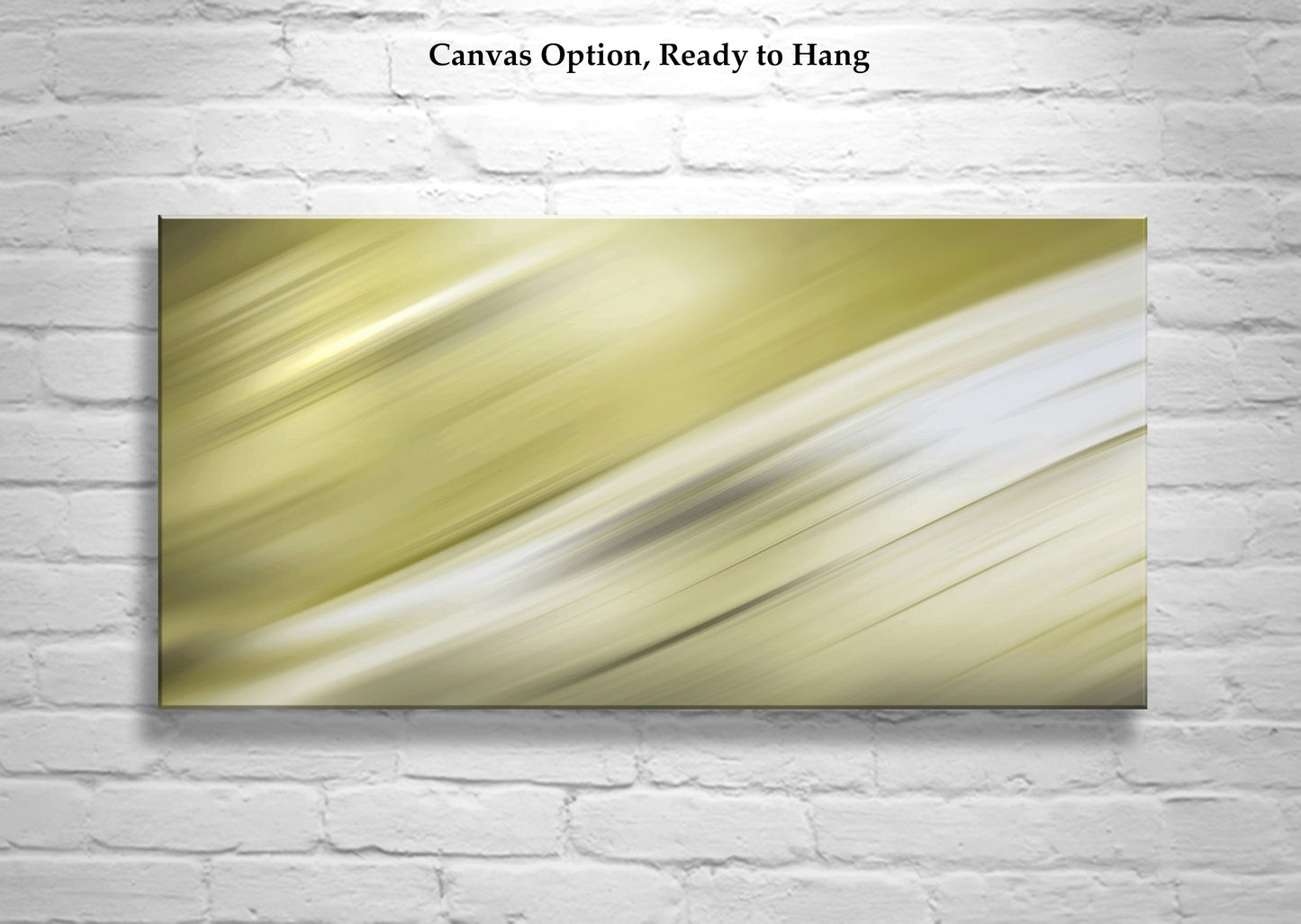 Modern Abstract Art Framed Panoramic Canvas Ivory & Gold