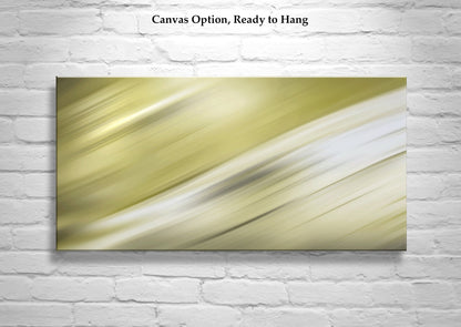 Modern Abstract Art Framed Panoramic Canvas Ivory & Gold