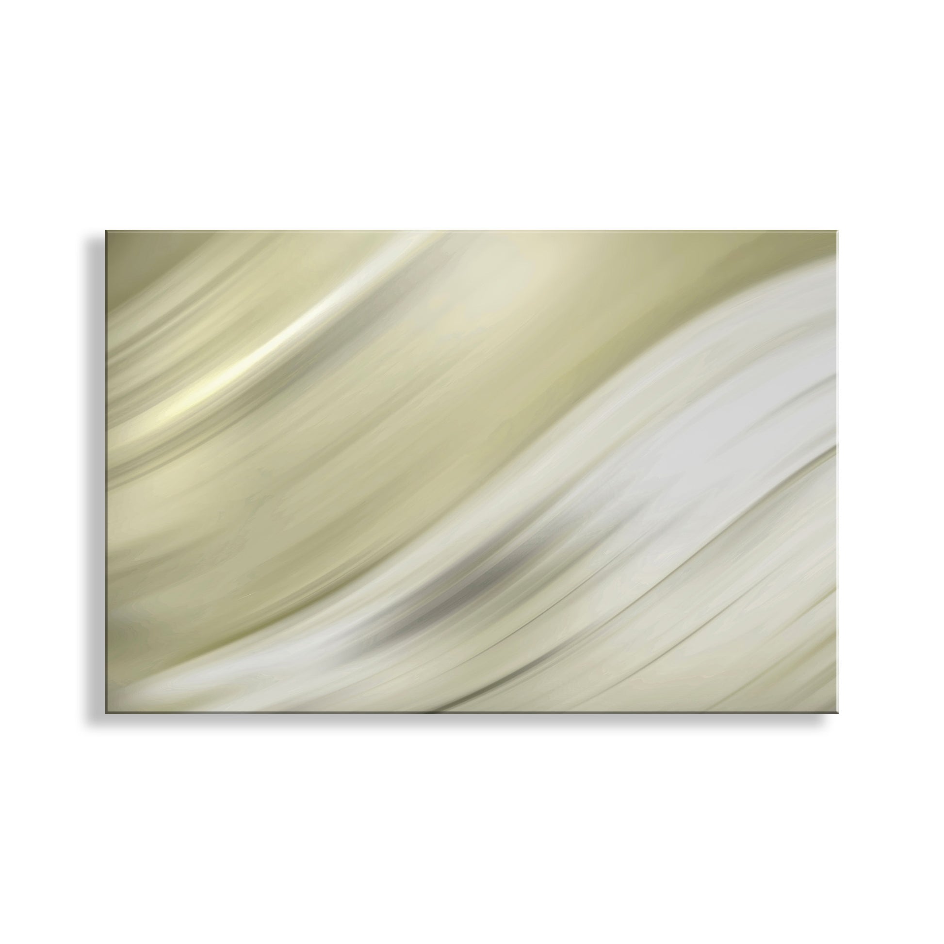 Abstract design with wavy lines in beige and white on a white background. Modern Abstract Wall Art Framed Canvas Print in Ivory as Elegant Home Decor