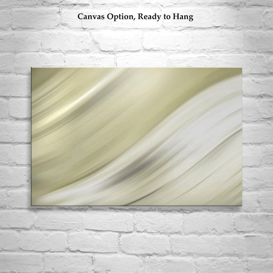 Abstract Fine Art Print Framed Canvas in Ivory for Modern Decor