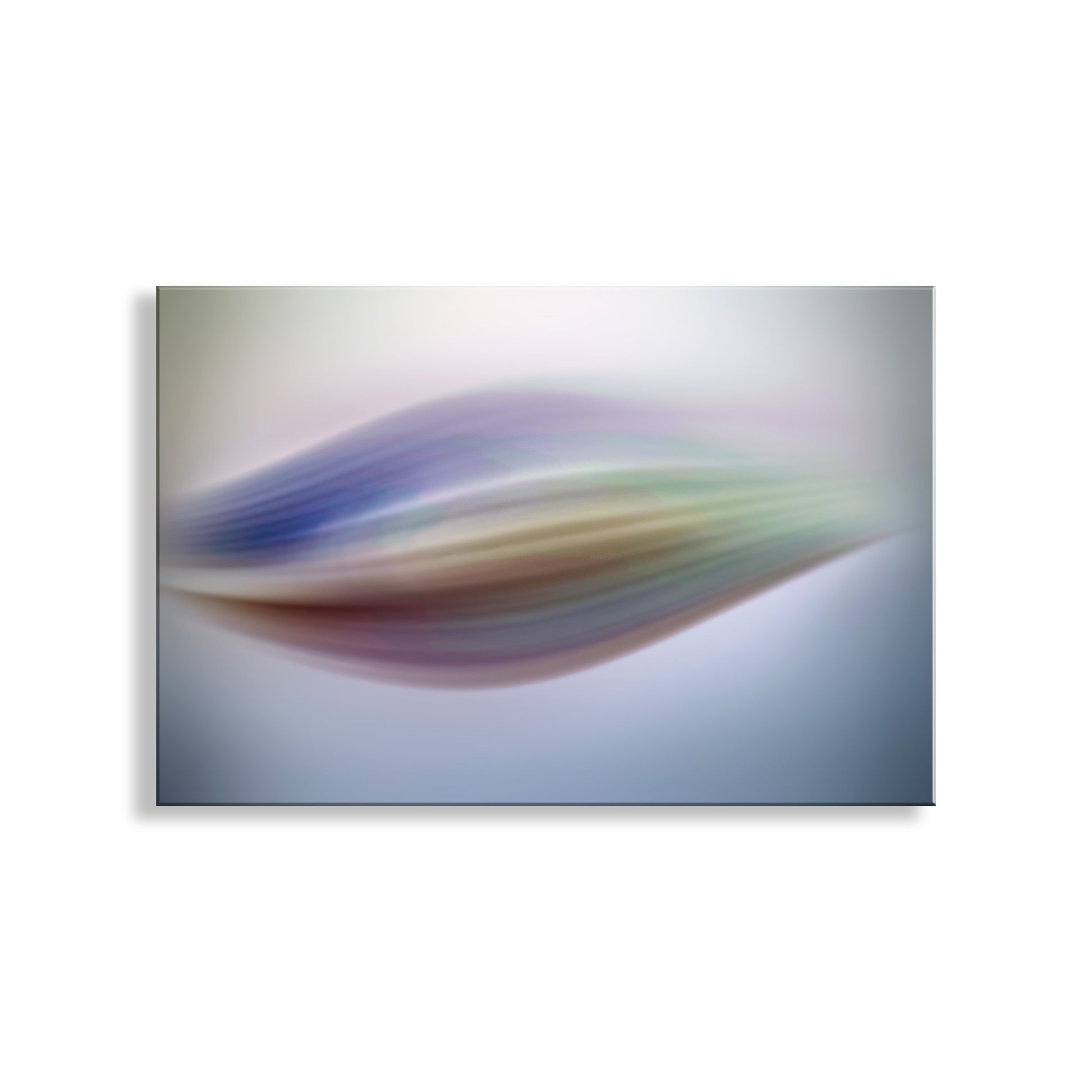 Abstract art piece with wavy color patterns on a white background. Abstract Modern Wall Art in Blue and Green on Framed Canvas