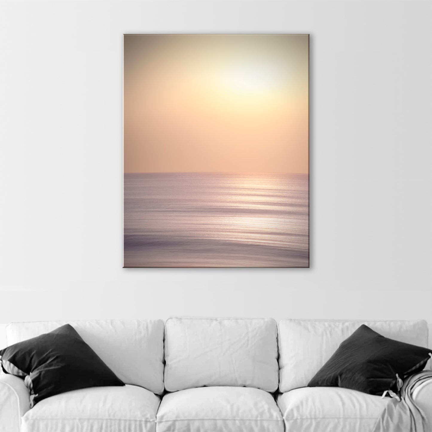 Abstract Ocean Canvas Print in Pale Yellow & Lilac