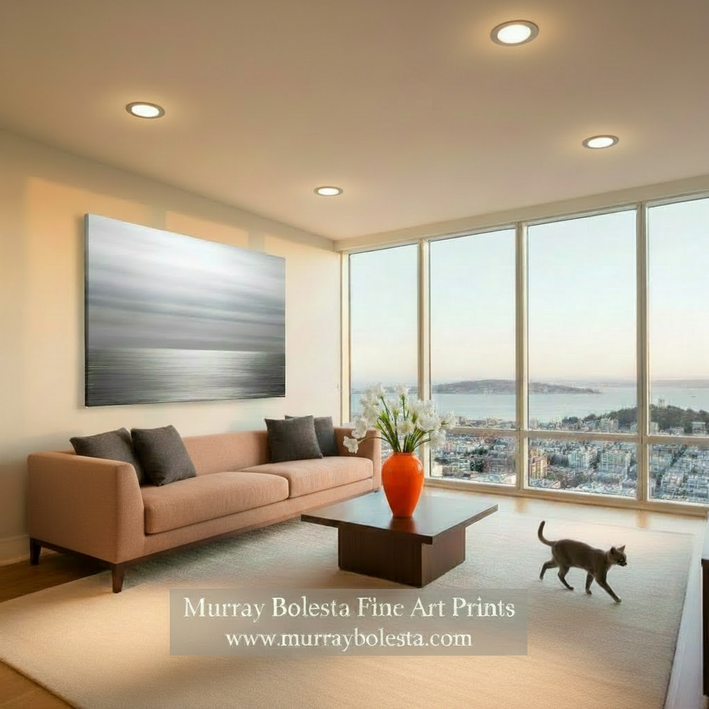 Metallic silver and gray gradient pattern on a white background. Contemporary art by Murray Bolesta