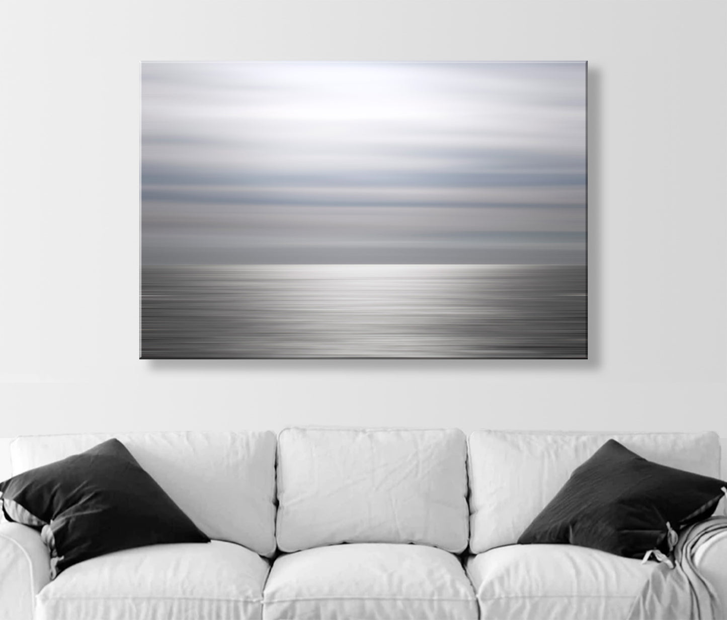 Abstract Ocean Canvas Art: Blue-Gray Contemporary Print