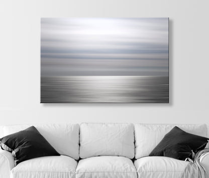 Abstract Ocean Canvas Art: Blue-Gray Contemporary Print