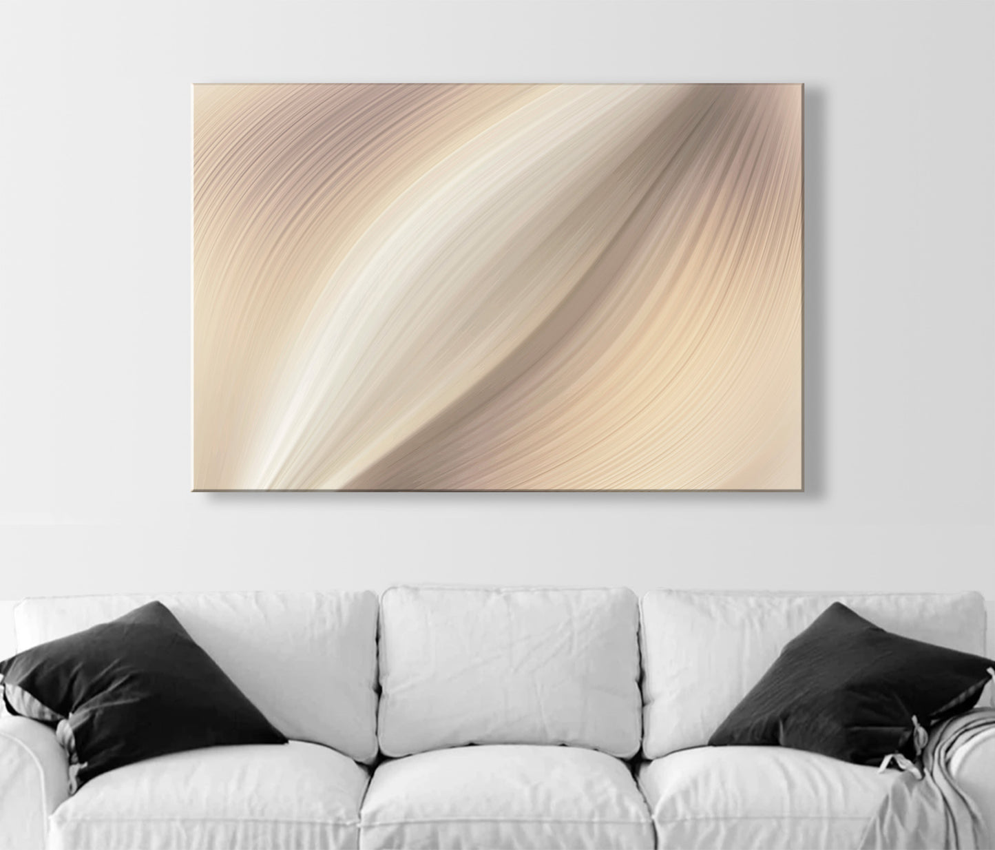Abstract Modern Art Print on Framed Canvas in Ivory