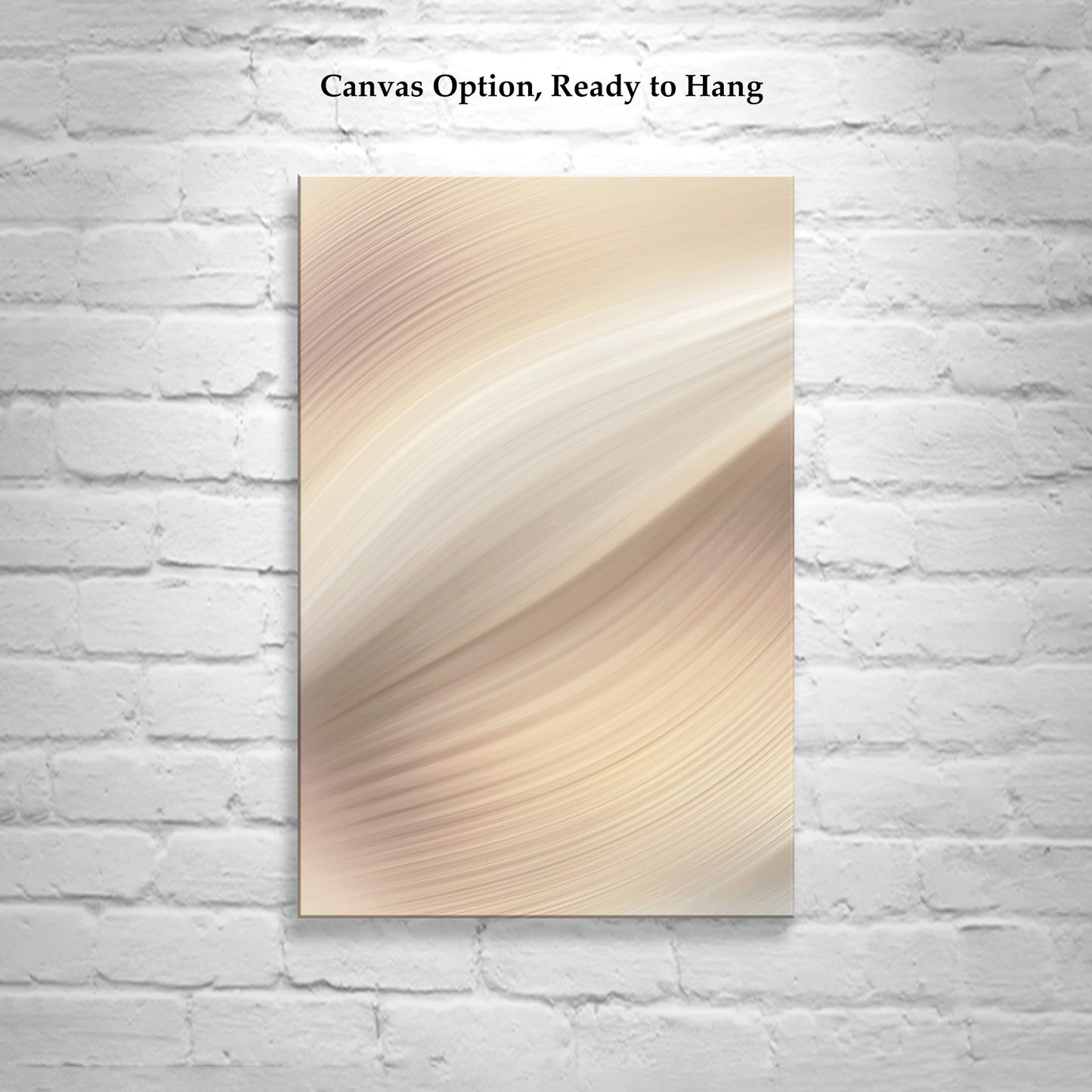 Abstract Art on Framed Canvas in Ivory as Vertical Wall Decor