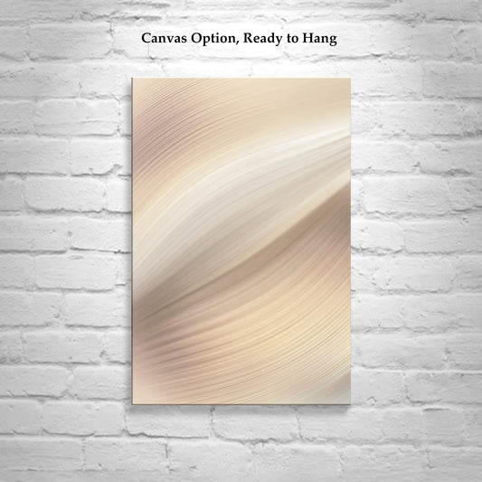 Abstract Art on Framed Canvas in Ivory as Vertical Wall Decor
