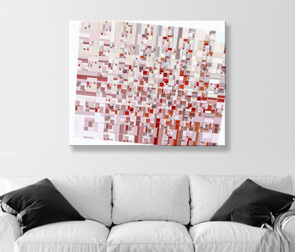 Abstract Geometric Canvas Art Print in Red and White
