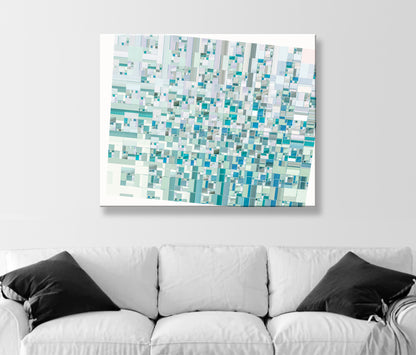 Abstract Geometric Art on Framed Canvas in Pastel Blue