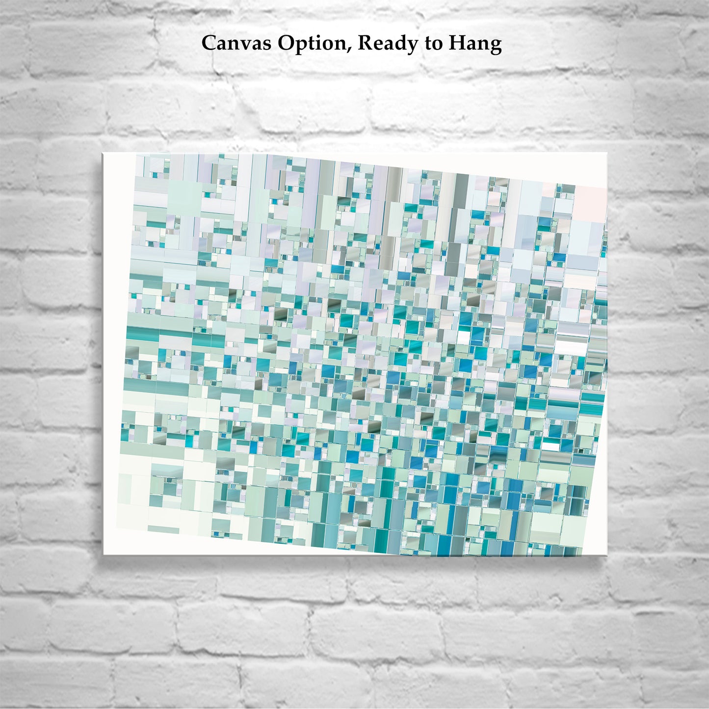 Abstract Geometric Art on Framed Canvas in Pastel Blue