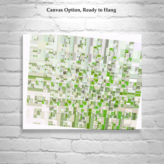 Abstract Art Print on Framed Canvas in Pastel Green Wall Decor