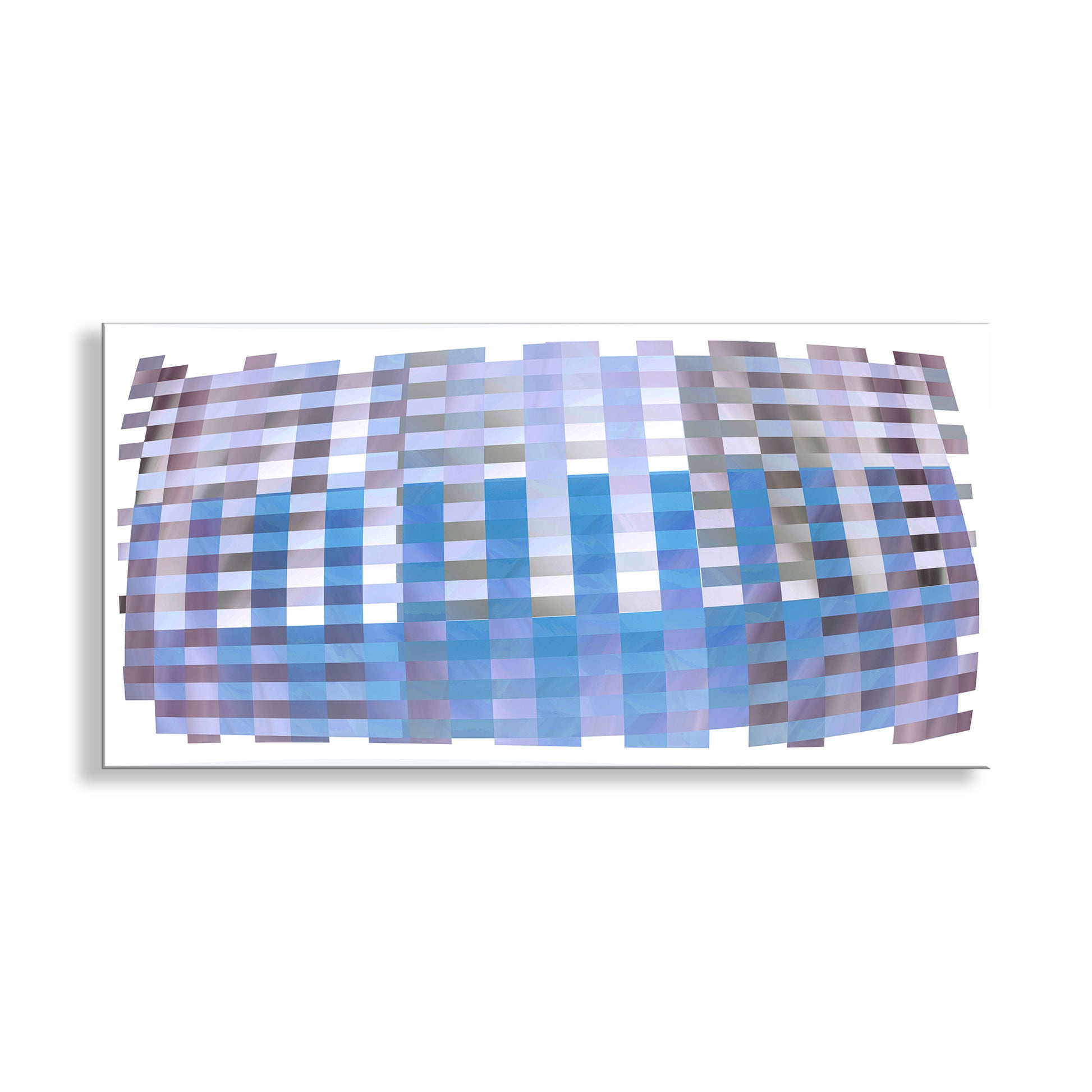 Abstract art piece with horizontal stripes in blue, purple, and gray on a white background. Abstract Canvas Print | Geometric Wall Art for Modern Interiors