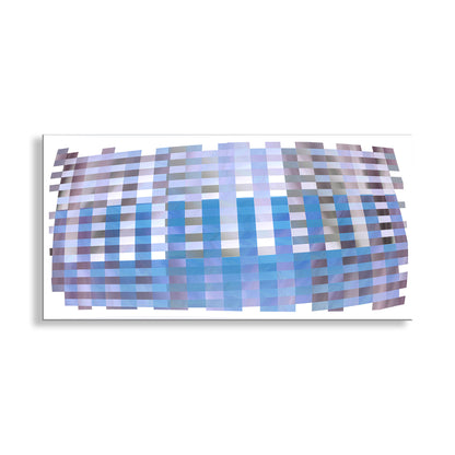 Abstract art piece with horizontal stripes in blue, purple, and gray on a white background. Abstract Canvas Print | Geometric Wall Art for Modern Interiors