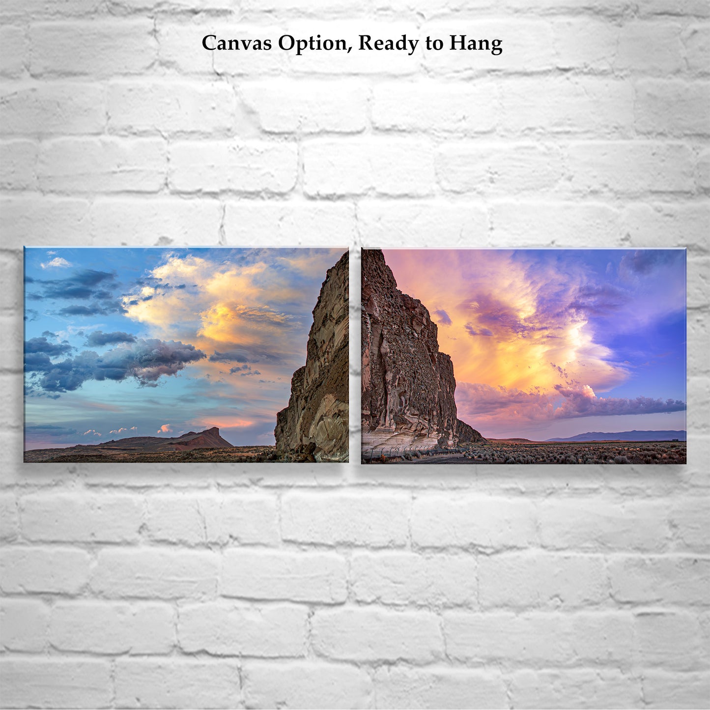 Western Sunset Landscape Art | Lava Beds California Diptych Set of 2 Pictures