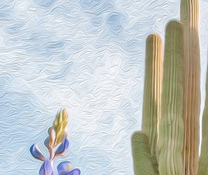 Picacho Peak Tucson Arizona Cactus Art Print with Spring Wildflowers