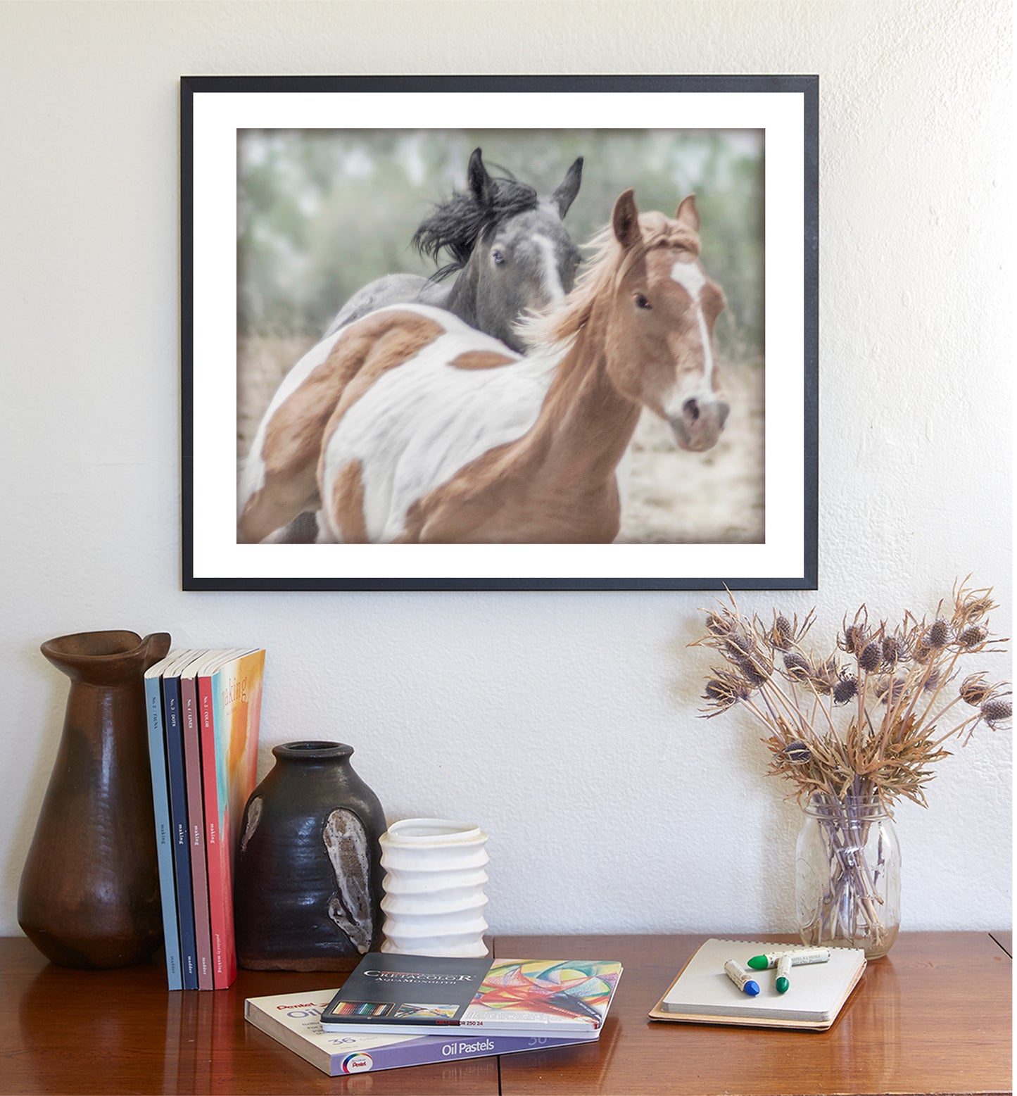 Horse Photograph Art Print with Frisky Horses as Equestrian Decor