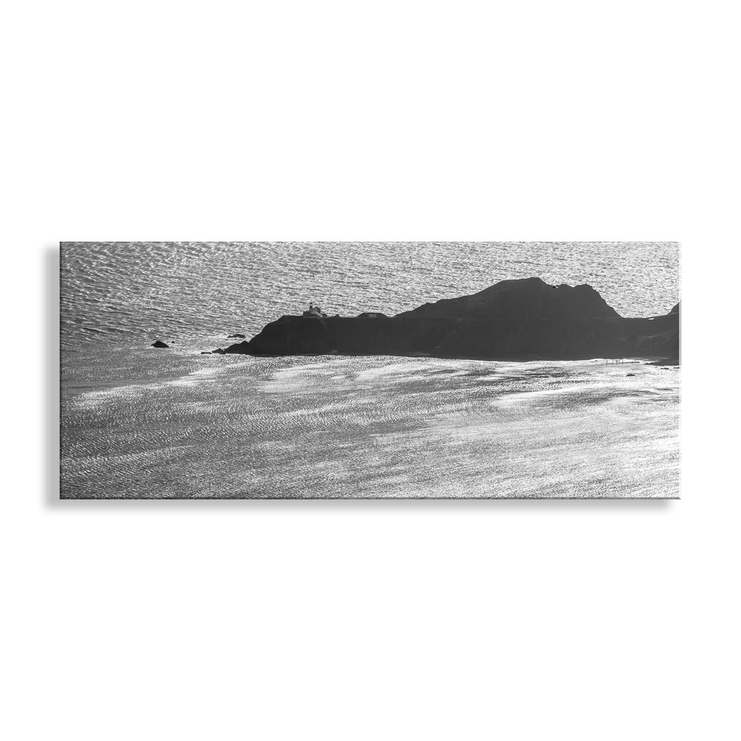 My long distance view of the spectacular, remote Point Bonita Lighthouse at Marin Headlands in the Golden Gate National Recreation Area, one of the San Francisco Bay's many treasures in California USA. Original, unique signed art by Murray Bolesta.
